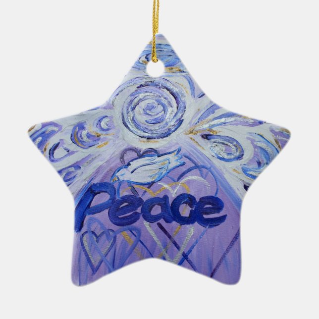 Peace Angel Ord Art Gift Helgdag Ornament (Framsidan)