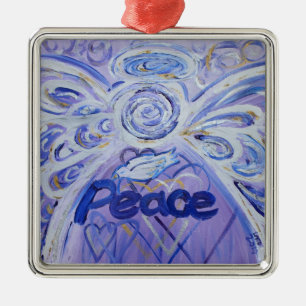 Peace Angel Ord Art Gift Helgdag Ornaments Julgransprydnad Metall