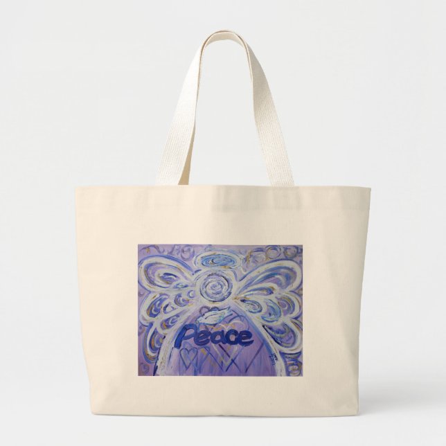 Peace Angel Ord Art Tote Bag Jumbo Tygkasse (Framsidan)