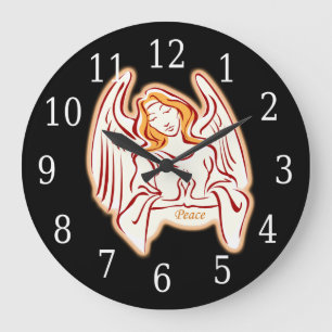 Peace Angel Round Clock Stor Klocka