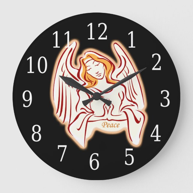 Peace Angel Round Clock Stor Klocka (Framsida)