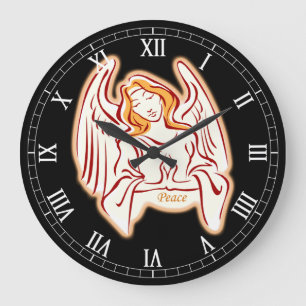 Peace Angel Round Roman Numerals Clock Stor Klocka