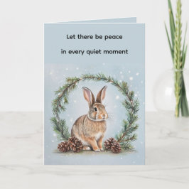 Peace at Christmas Rabbit Folded Greeting Card Kort
