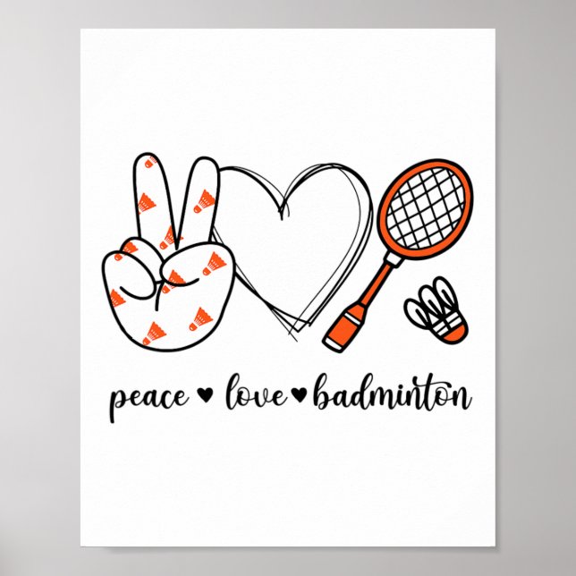 Peace Badminton Golfing Peace Hand Badminton Poster (Framsidan)