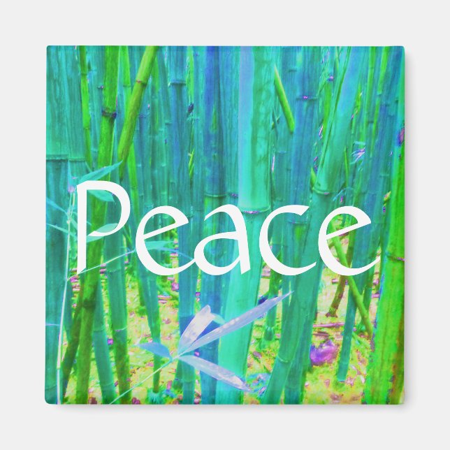 Peace Bamboo Blue och Grönt Magnet (Framsidan)