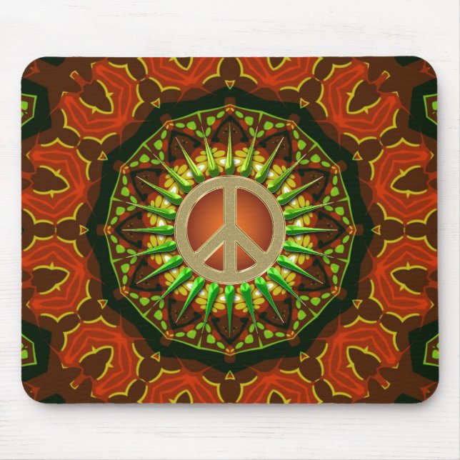 Peace Batik Blommigt Geometry Mousepad Musmatta (Framsidan)