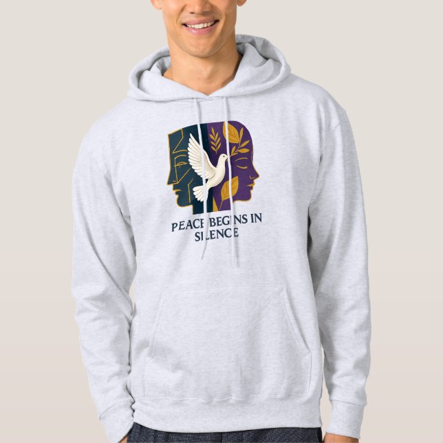 Peace Begins in Silence Dove Hoodie (Framsida)