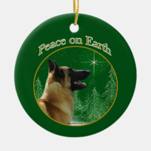 Peace belgisk Malinois Julgransprydnad Keramik