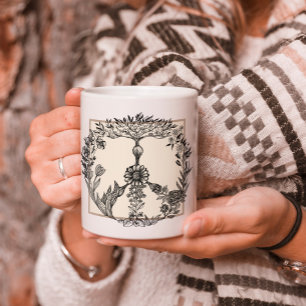 Peace Blommigt Teckning Cute Boho Hippie Flowers A Kaffemugg