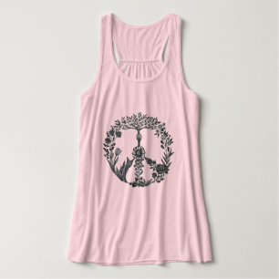 Peace Blommigt Teckning Cute Boho Hippie Flowers A Linne Med Racerback