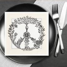 Peace Blommigt Teckning Cute Boho Hippie Flowers A