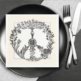 Peace Blommigt Teckning Cute Boho Hippie Flowers A Pappersservett