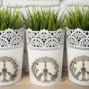 Peace Blommigt Teckning Cute Boho Hippie Flowers A Runt Klistermärke