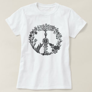 Peace Blommigt Teckning Cute Boho Hippie Flowers A T Shirt