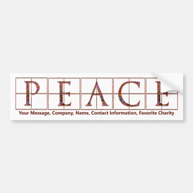Peace Bumper Sticker med meddelande Bildekal (Framsidan)
