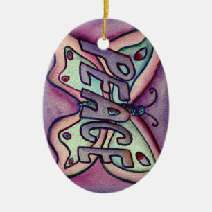 Peace Butterfly Ord Art Gift Helgdag Ornament