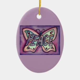 Peace Butterfly Ord Art Gift Helgdag Ornament