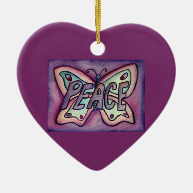 Peace Butterfly Ord Art Gift Helgdag Ornament (Framsidan)