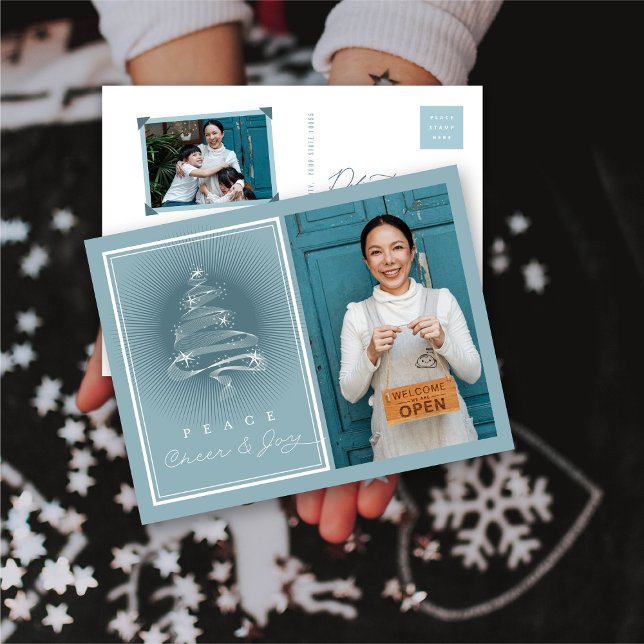 Peace Cheer Joy Sparkling Julgran Business Helg Vykort (Skapare uppladdad)