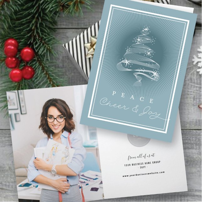 Peace Cheer Joy Sparkling Julgran Business Helgkort (Skapare uppladdad)