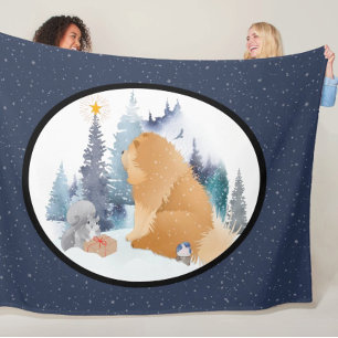 PEACE Chow helgdag oval blue Fleecefilt
