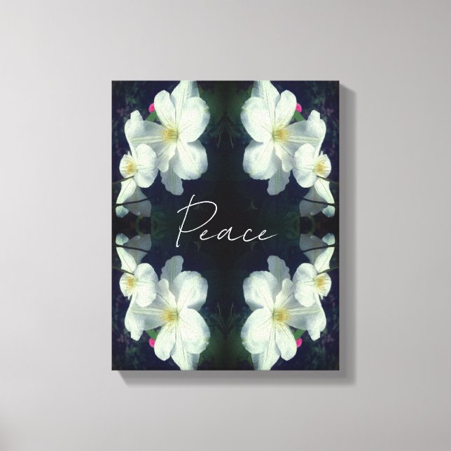 Peace Clematis Flower Abstrakt Inspirational Canvastryck (Framsida)