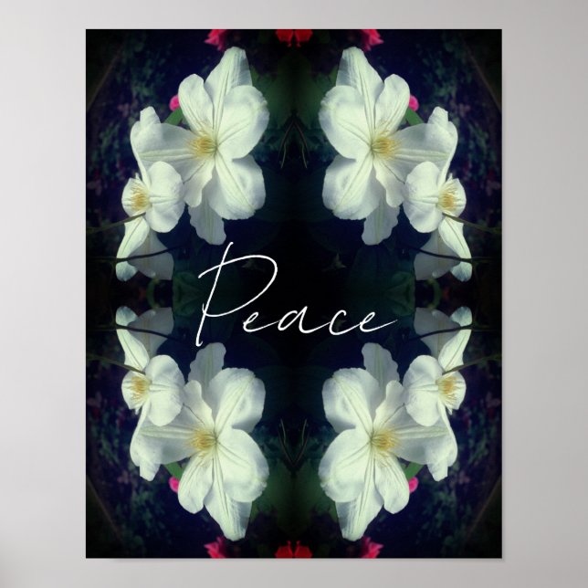 Peace Clematis Flower Abstrakt Inspirational Poster (Framsidan)