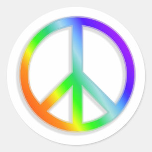 Peace CND-symbol i Rainbow Färg Runt Klistermärke