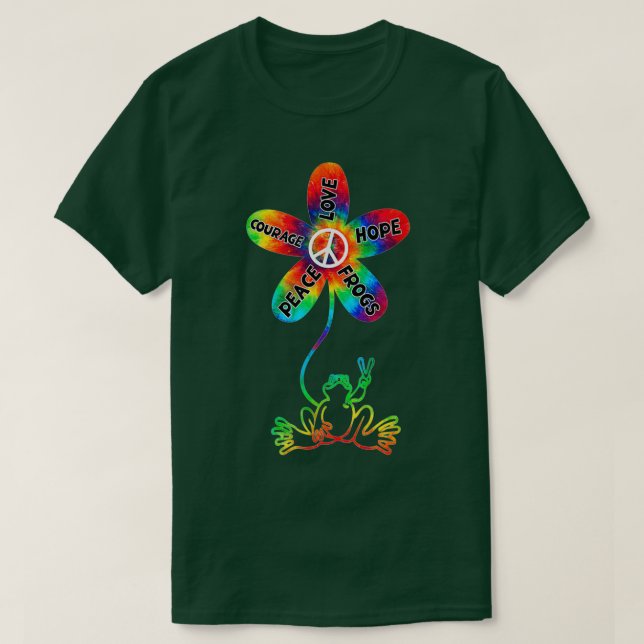 Peace Courage Kärlek Hope Frogs Hippie Gift T Shirt (Design framsida)