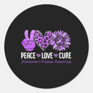 Peace Cure Alzheimers sjukdom Awareness Purp Runt Klistermärke