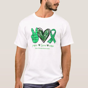 Peace Cure Grönt Ribbon Liver Disease Awarene i K T Shirt