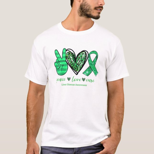 Peace Cure Grönt Ribbon Liver Disease Awarene i Kä T Shirt (Framsida)