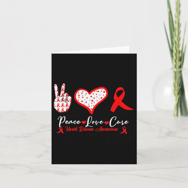 Peace Cure Heart Disease Awareness Red Heart Kort (Framsida)