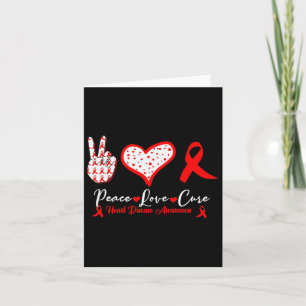 Peace Cure Heart Disease Awareness Red Heart Kort