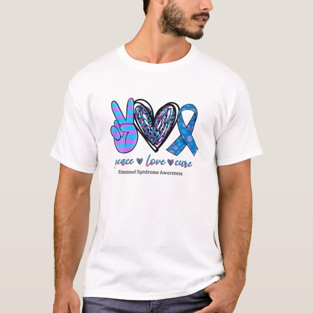 Peace Cure Lila och Blue Ribbon Emanuel Syn Kärlek T Shirt (Framsida)