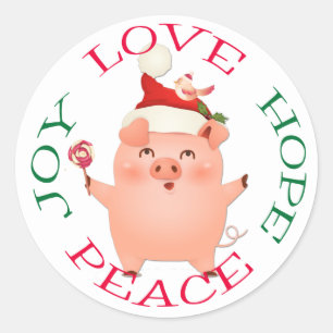 Peace Cute jul Gris Hope Peace Runt Klistermärke