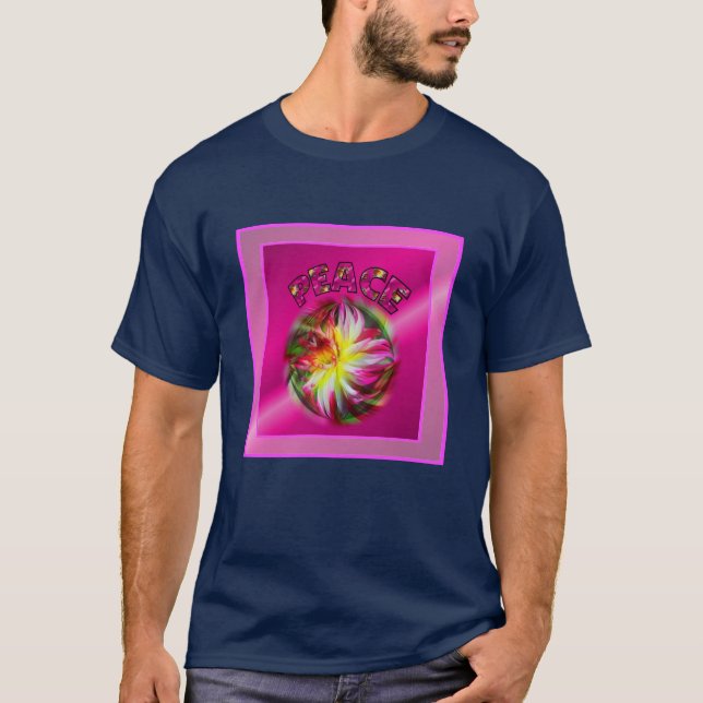Peace Dahlia Flower Inspirational T Shirt (Framsida)