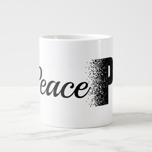 Peace Disintegration Effect Typography  Mug Jumbo Mugg (Framsidan)
