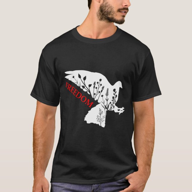 Peace Dom White Dove Says Dom Usa Red Dom Saying  T Shirt (Framsida)