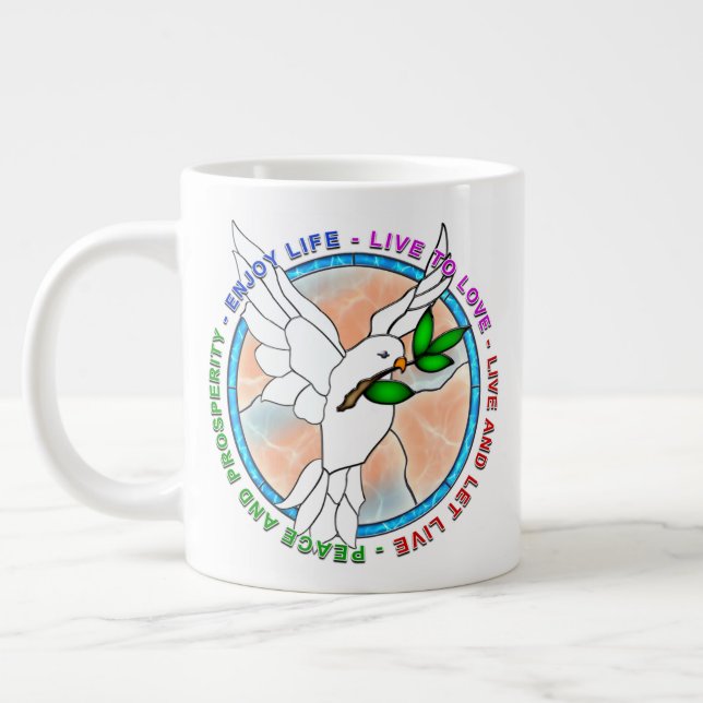 "PEACE DOVE" 20oz Giant Coffee Mugg Jumbo Mugg (Vänster)