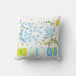 Peace Dove blue and yellow pillow Kudde