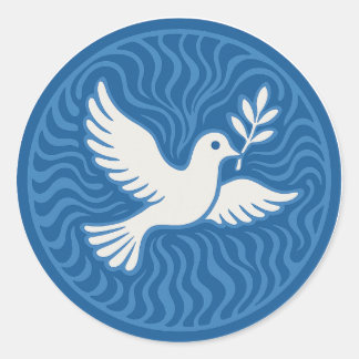 Peace Dove Blue Wave Emblem Vinyl Sticker Runt Klistermärke