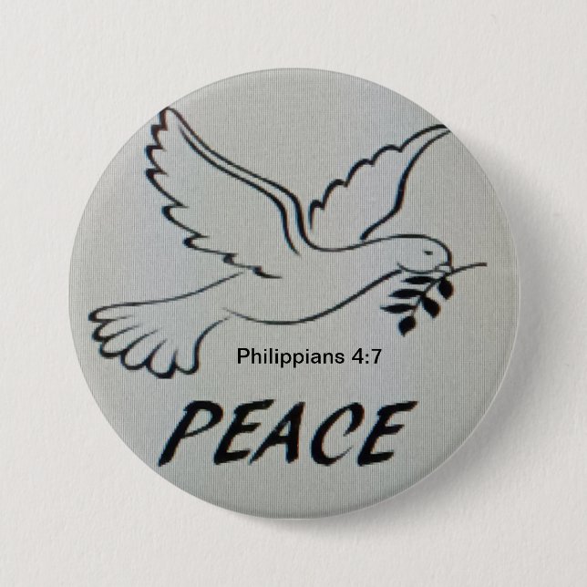 Peace Dove Button with scripture Knapp (Framsida)