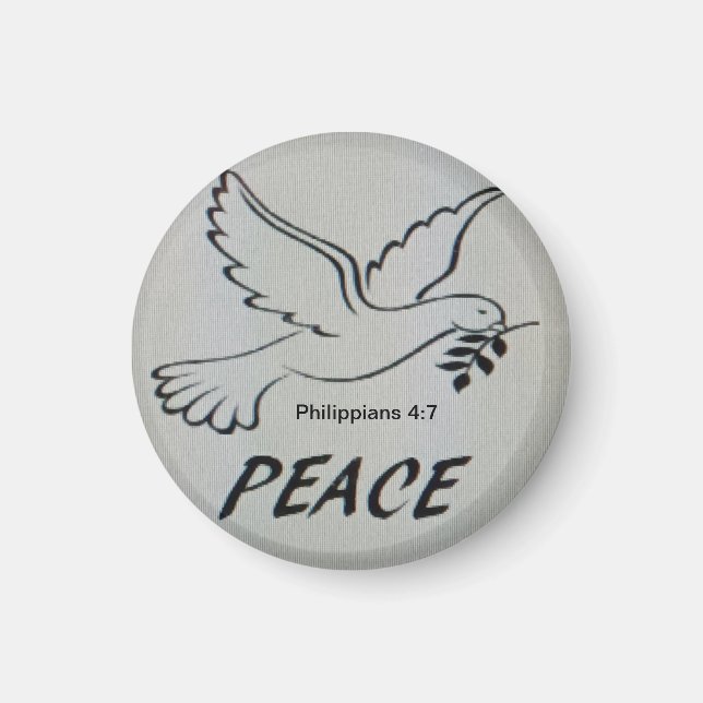 Peace Dove Button with scripture Magnet (Framsidan)