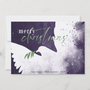 Peace Dove Deep Lila God jul Julkort