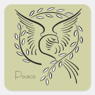 Peace Dove Fyrkantigt Klistermärke