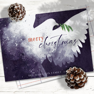Peace Dove God jul Deep Lila Julkort