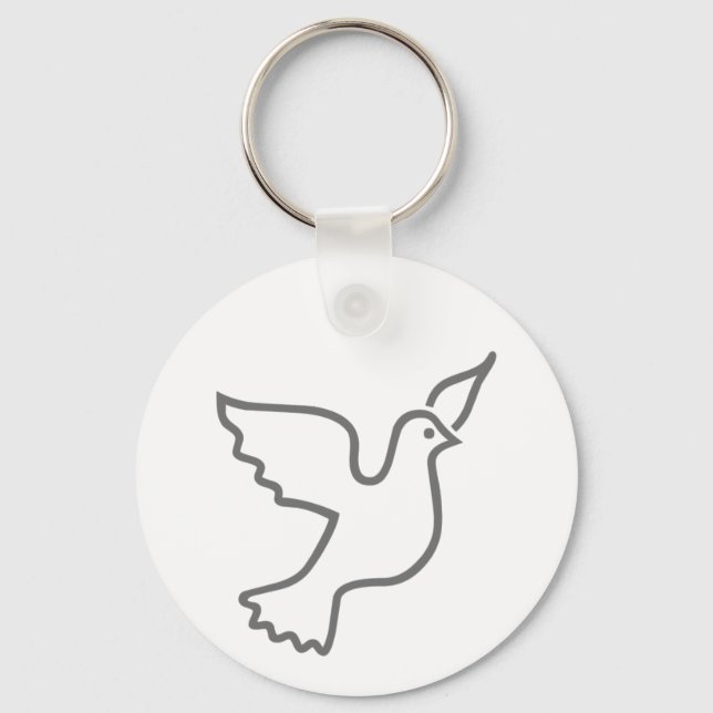 Peace Dove Grått Nyckelring (Framsida)