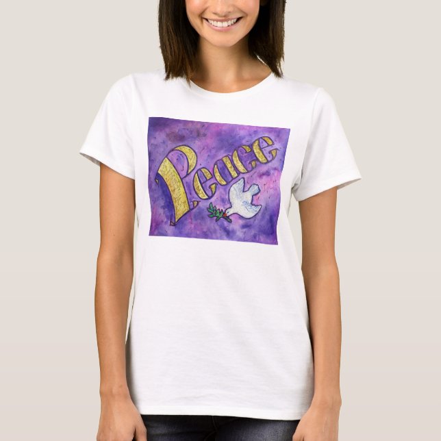 Peace Dove inspirational Ord Art T-shirts (Framsida)