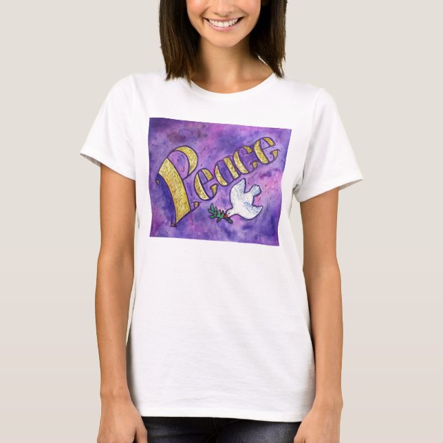 Peace Dove inspirational Ord Art T-shirts (Framsida)